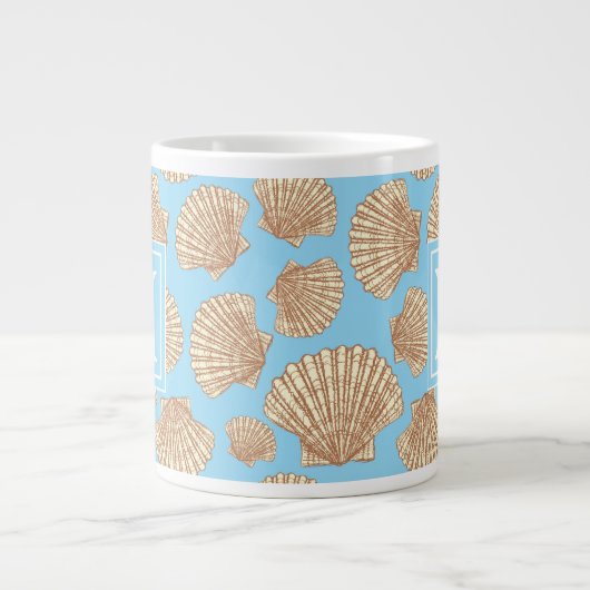 stijl Seashell Patroon | Voeg je Initiaal toe Grote Koffiekop (Voorkant)