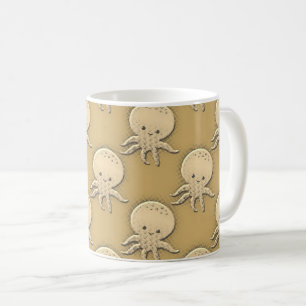  stijl Sepia Baby Octopus Patroon Koffiemok