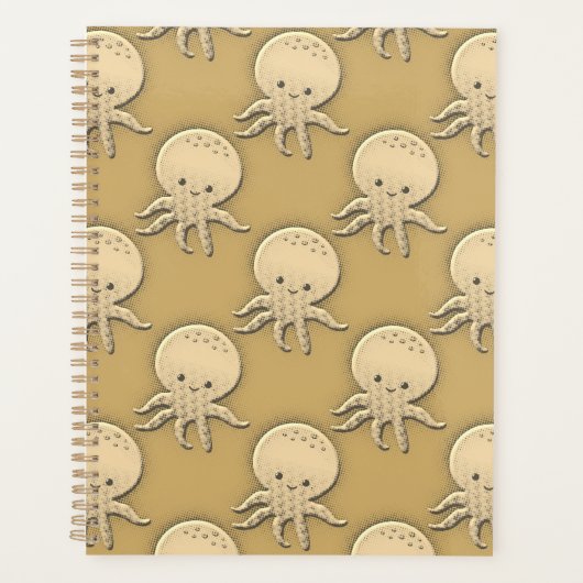  stijl Sepia Baby Octopus Patroon Planner (Voorkant)