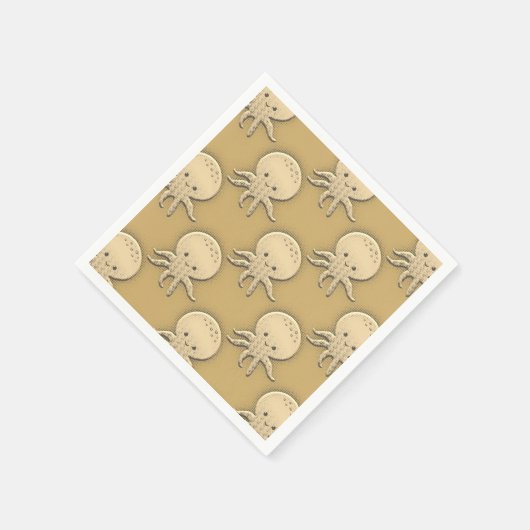  stijl Sepia Baby Octopus Patroon Servet (Hoek)
