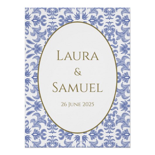 -stijl Stoffig Blauw en Wit Bruiloft Perfect Poster (Voorkant)