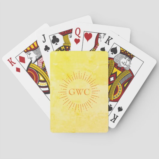 stijl Sun Burst Custom Monogram Pokerkaarten (Achterkant)