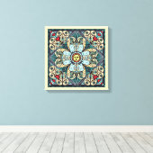  stijl Sun Mandala Canvas Print (Insitu (Houten vloer))