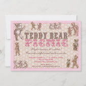 stijl Teddy Bear picknick uitnodiging - Roze (Voorkant)