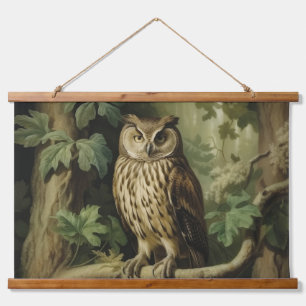 stijl uil in betoverd bos hangend wandkleed