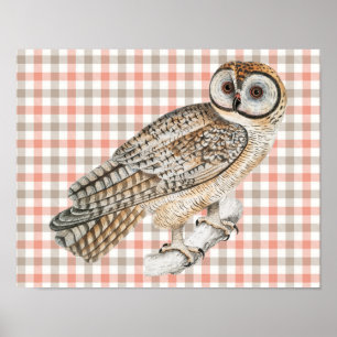 Stijl Uil Vogel Poster Art op Plaid
