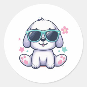 Stijl van de koele hond ronde sticker
