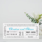  stijl Wedding Ticket Uitnodiging in Blauw (Staand voorkant)