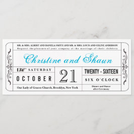  stijl Wedding Ticket Uitnodiging in Blauw