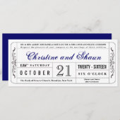  stijl Wedding Ticket Uitnodiging in Blauw (Voorkant / Achterkant)