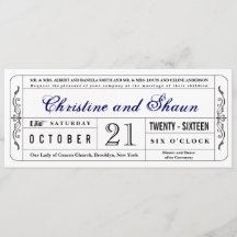  stijl Wedding Ticket Uitnodiging in Blauw