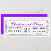  stijl Wedding Ticket Uitnodiging Paars (Voorkant / Achterkant)