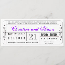  stijl Wedding Ticket Uitnodiging Paars