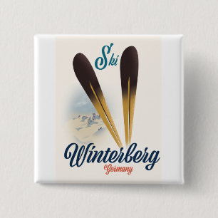 stijl Winterberg Duitsland Ski poster Vierkante Button 5,1 Cm
