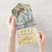  Stijl Wit Sakura Foto QR Code Website All In One Uitnodiging (Afscheurbaar)