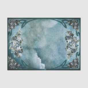  stijl witte en lichtblauwe bloemen Lijst Tissuepapier