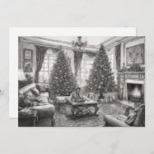 stijl woonkamer met kerstboom feestdagenkaart (Voorkant / Achterkant)