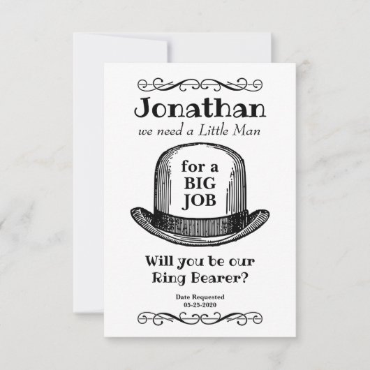 stijl zal je mijn Ring Bearer zijn Kaart (Voorkant)