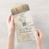 Stijl Zonnebloem Floral Cream QR Code Foto All In One Uitnodiging (Afscheurbaar)