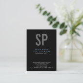 Stijl Zwart Blauw Grijs Monogram Modern Profession Visitekaartje (Staand voorkant)