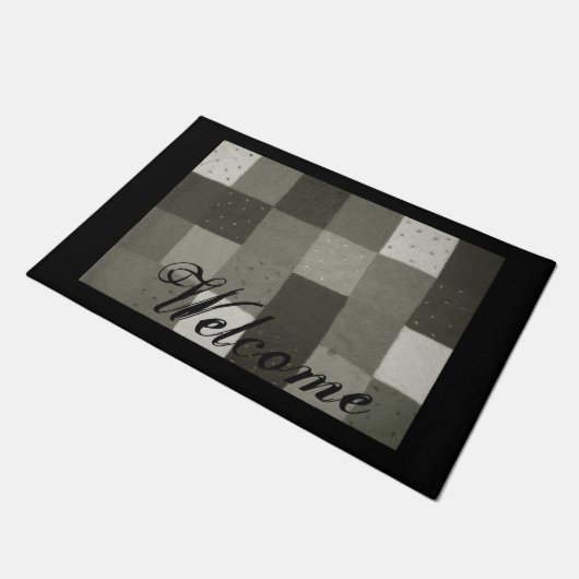 stijl zwart-wit gebreide patchwork deurmat (Schuin)