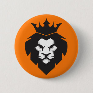 Stijl zwarte en witte koningsleeuw met kroonse But Ronde Button 5,7 Cm