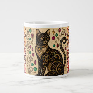 stijl, zwarte kat, batikpatroon, Antiek Extra Grote Beker