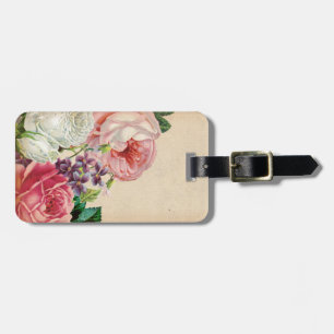  Stijlachtergrond met robuuste bloemen Bagagelabel