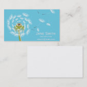 Stijlblauw met witte dandelion professioneel visitekaartje (Voorkant / Achterkant)