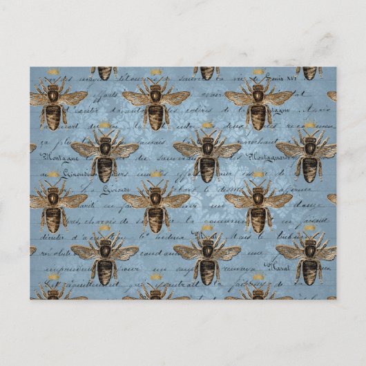 stijlblauwe honingbijen briefkaart (Voorkant)