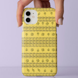 Stijlblauwe strepen zwart Floral geel esthetisch iPhone 13 Pro Hoesje
