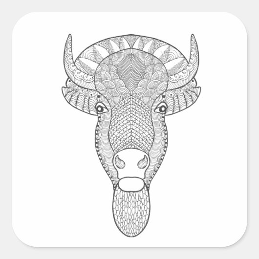 Stijlbull kop vierkante sticker (Voorkant)