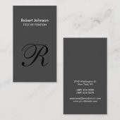 Stijlgrijs zwart monogram Visitekaartje (Voorkant / Achterkant)