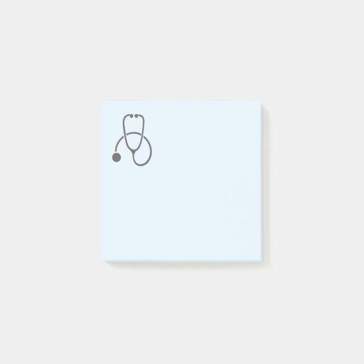 Stijlgrijze Stethoscoop op pastblauw Post-it® Notes (Voorkant)
