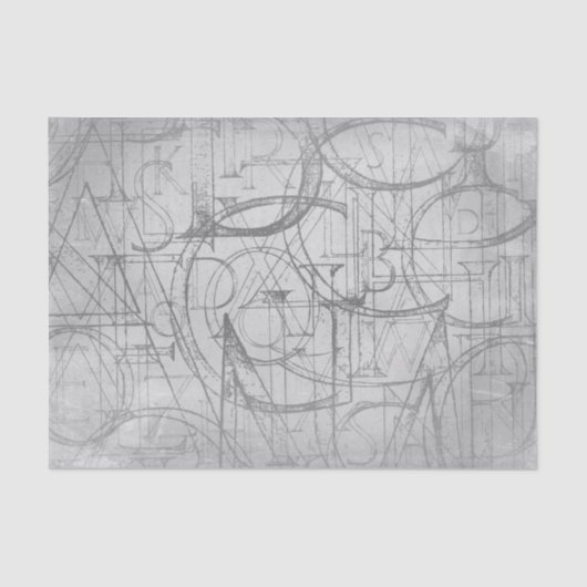  stijlletters en -nummers | Zwart-wit Tissuepapier (Voorkant)