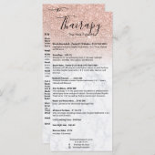 Stijllijst roos goudglitter marmer menu (Voorkant / Achterkant)