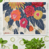 Stijlmarine van 60 jaar met rode en roze bloemen t theedoek (Gevouwen)