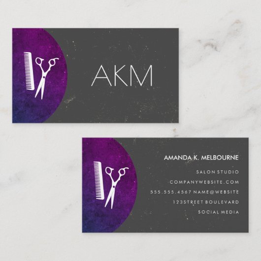 Stijlmonogram met getextureerde kleurengolven visitekaartje (Voorkant / Achterkant)