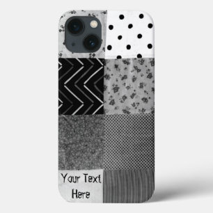  stijlpatchwork ontwerp zwart wit iPhone 13 hoesje
