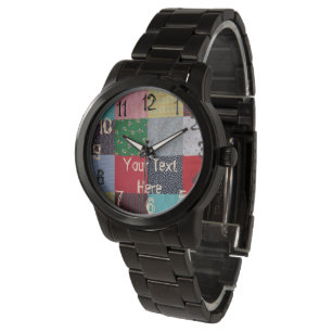 stijlpatchwork-structuur vierkanaals kleurig horloge