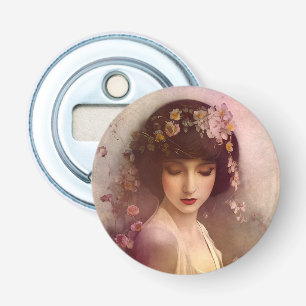  stijlportret van mooie Florale vrouw Button Flesopener