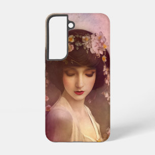  stijlportret van mooie Florale vrouw Samsung Galaxy Hoesje