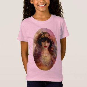  stijlportret van mooie vrouw in roze t-shirt