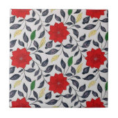 Stijlrood China Poppy Floral Pattern Tegeltje (Voorkant)
