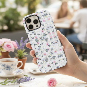 Stijlroze bloem Blauwe vlinder Elegant patroon iPhone 16 Pro Max Hoesje
