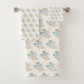 Stijlroze en blauwe ventilator Bouquet Bad Handdoek (Insitu)