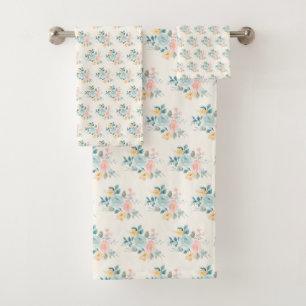 Stijlroze en blauwe ventilator Bouquet Bad Handdoek