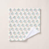 Stijlroze en blauwe ventilator Bouquet Bad Handdoek (Wasdoekje)