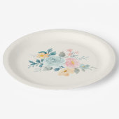 Stijlroze en blauwe ventilator Bouquet Papieren Bordje (Gekanteld)