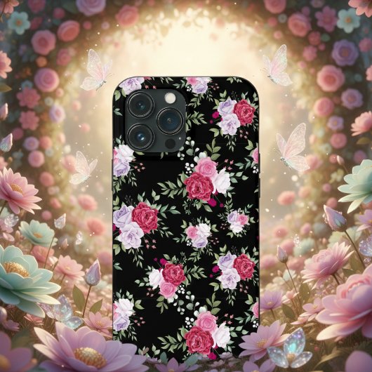 Stijlroze en rode bloemen  Botanisch Case-Mate iPhone Case